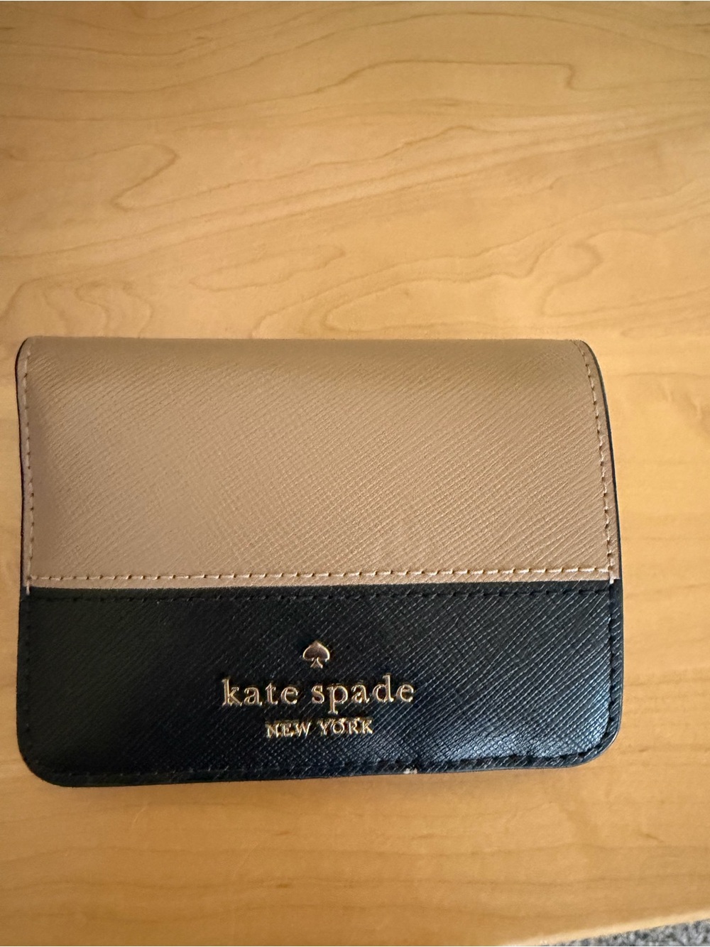 kate spade Two-Tone Taupe and Black Compact Wallet